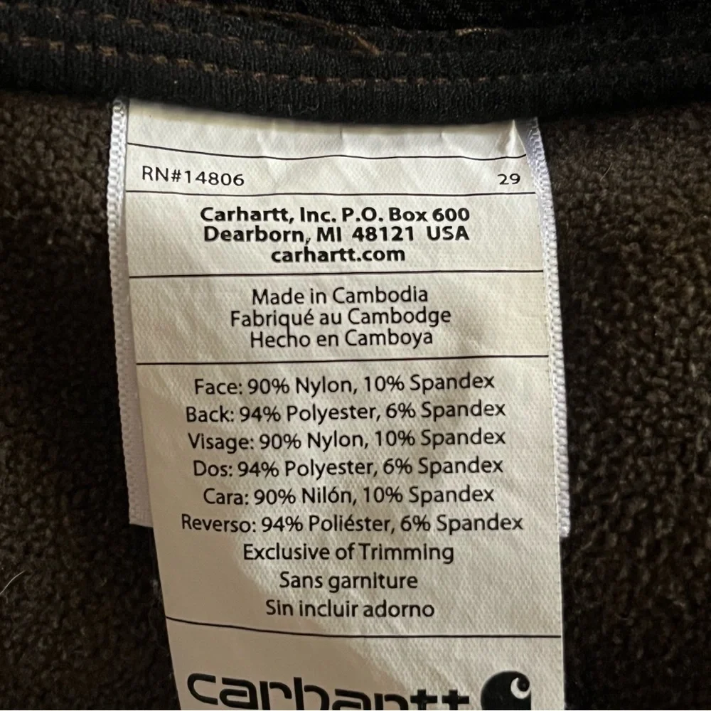 Carhartt‎ 102199 Crowley Jacket Men Small Brown Water Repellent Zip Pocket Nylon - Picture 12 of 16